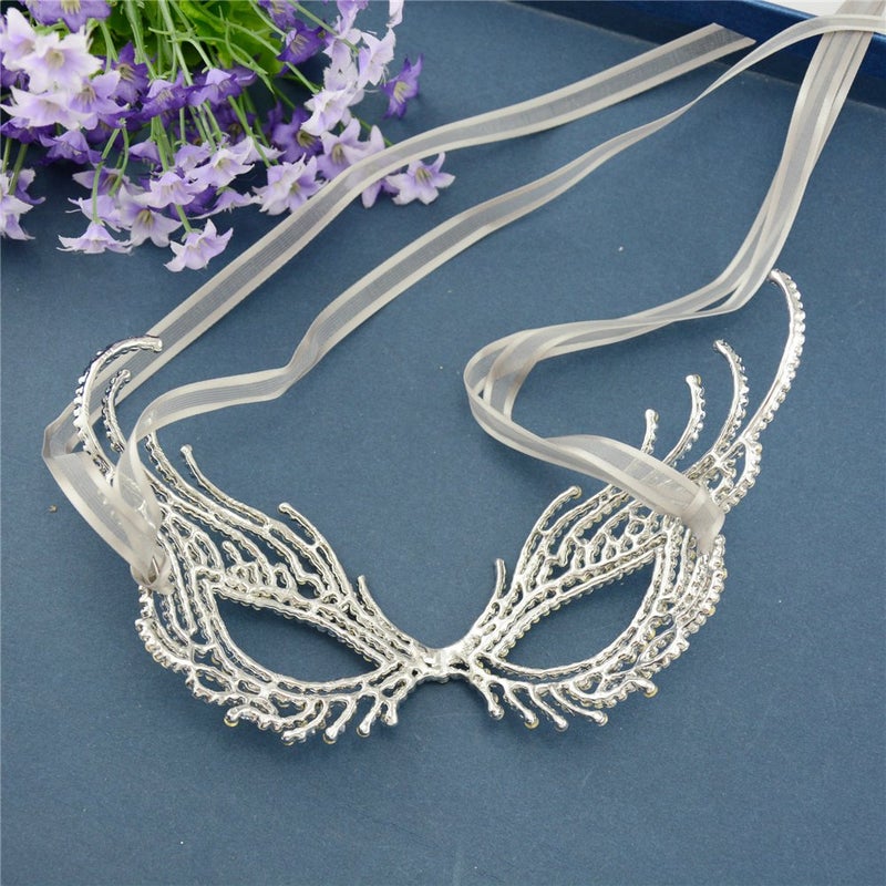 Xiwstar Princess Queen Metal Rhinestone Venetian Pretty Party Evening Prom Masquerade Mask - Image 5